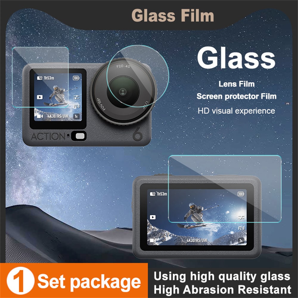 DJI Osmo Action 6 Heltäckande Skärmskydd + Linskydd i Härdat Glas