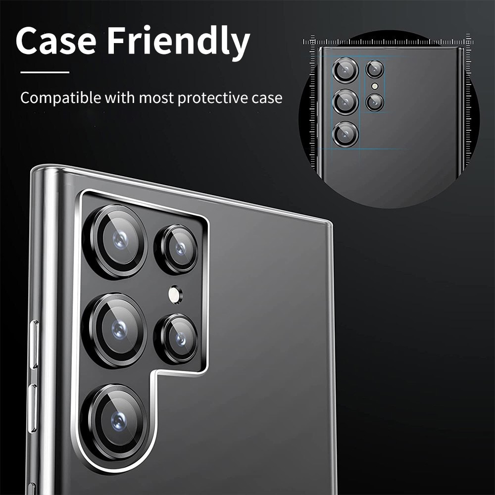 Samsung Galaxy S23 Ultra Linsskydd i glas & aluminium, svart