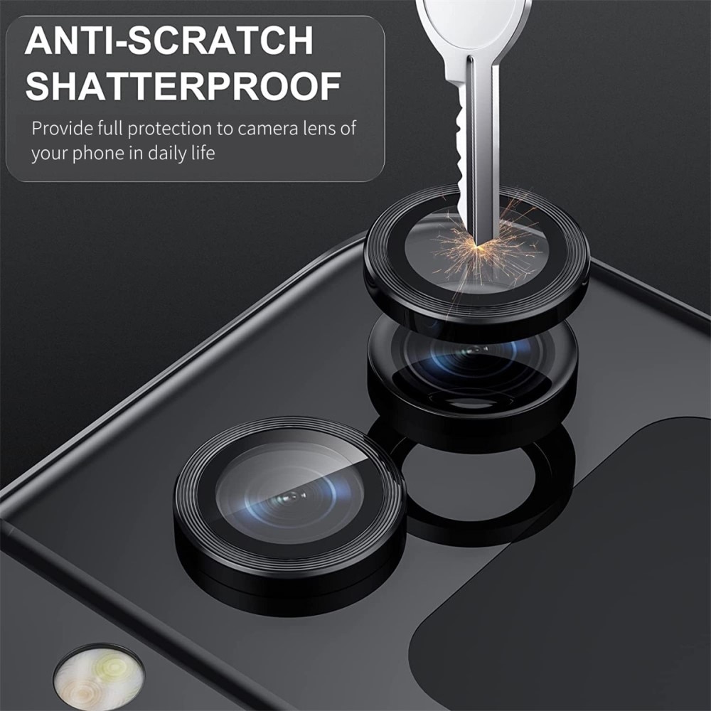Samsung Galaxy Z Flip 4 Linsskydd i glas & aluminium, Svart