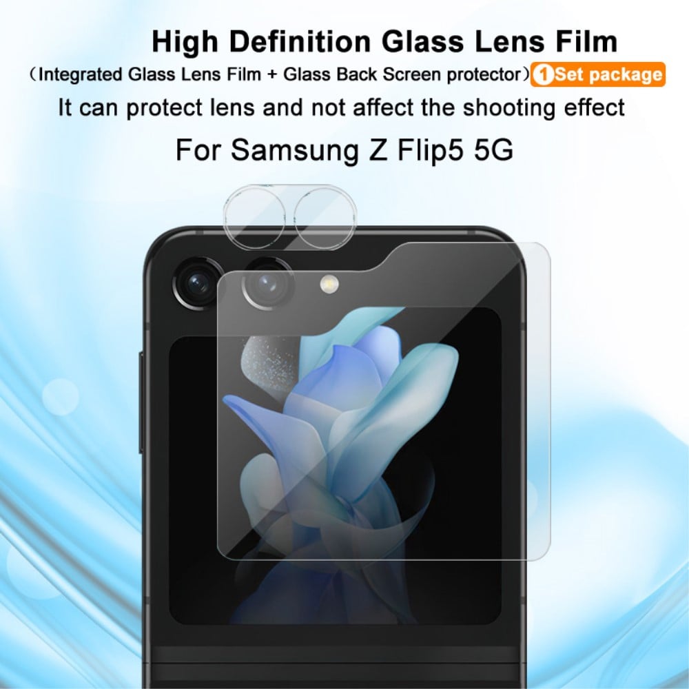 Samsung Galaxy Z Flip 5 Ytterskärmskydd & linsskydd i härdat glas Genomskinlig