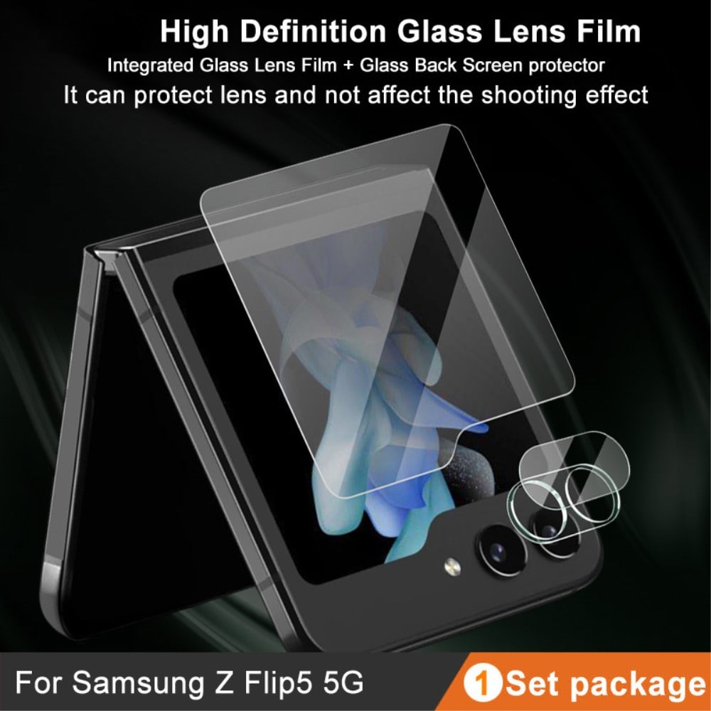 Samsung Galaxy Z Flip 5 Ytterskärmskydd & linsskydd i härdat glas Genomskinlig
