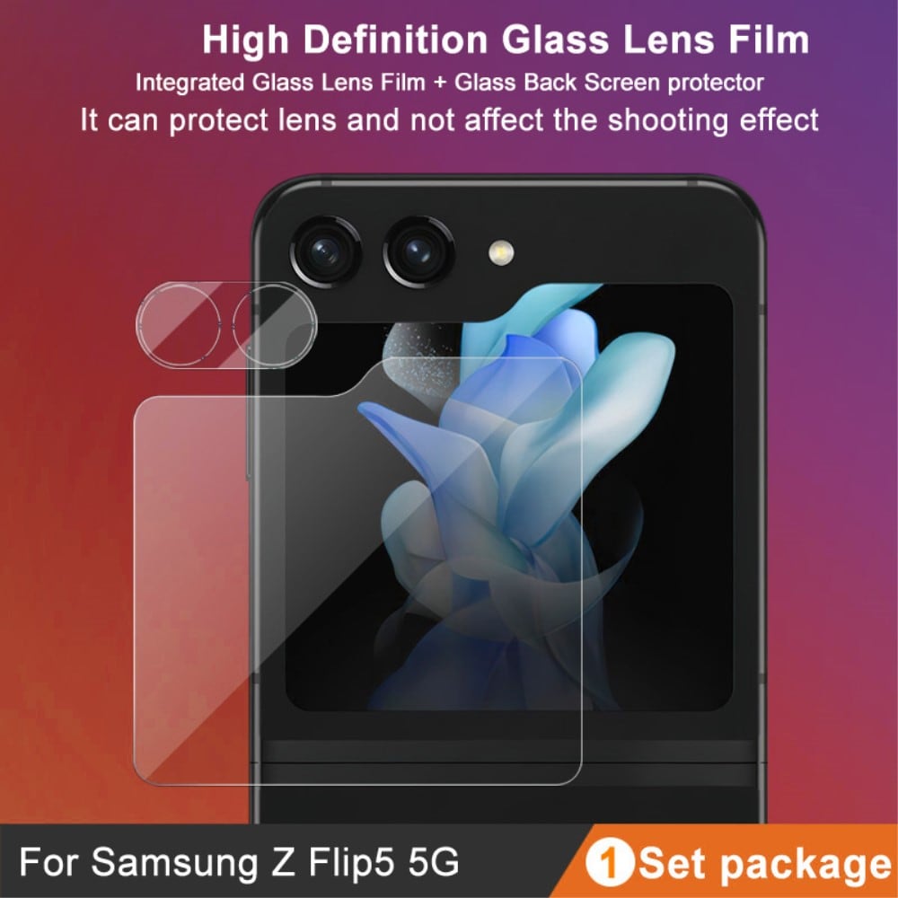 Samsung Galaxy Z Flip 5 Ytterskärmskydd & linsskydd i härdat glas Genomskinlig