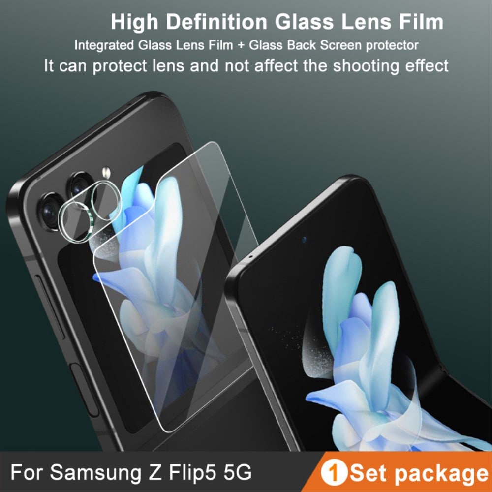 Samsung Galaxy Z Flip 5 Ytterskärmskydd & linsskydd i härdat glas Genomskinlig