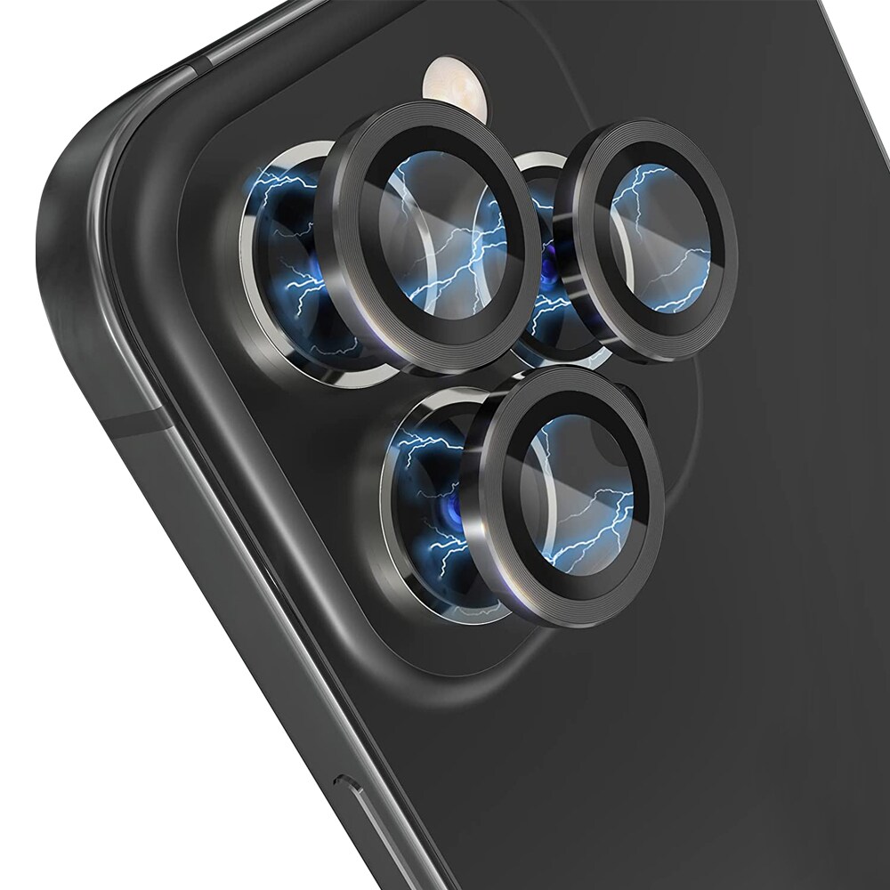 iPhone 11 Pro Linsskydd härdat glas med aluminiumram, Svart