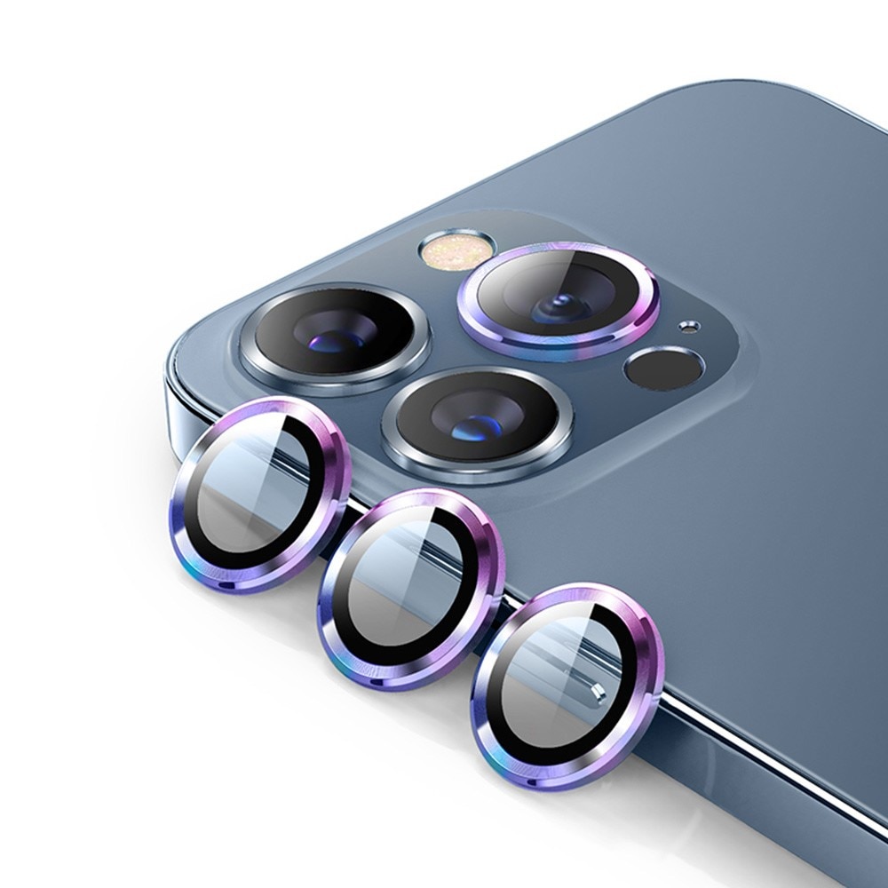 iPhone 15 Pro Linsskydd i glas & aluminium, regnbåge