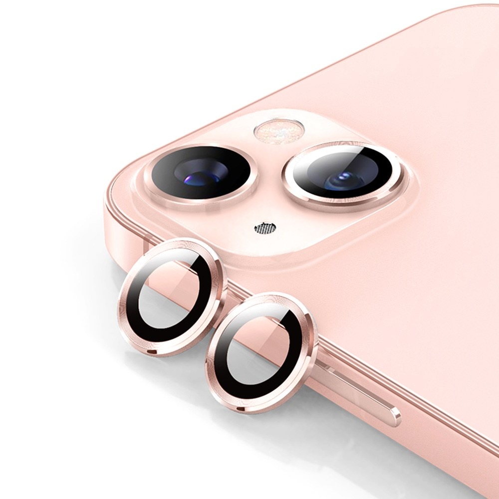 iPhone 15 Linsskydd i glas & aluminium, rosa