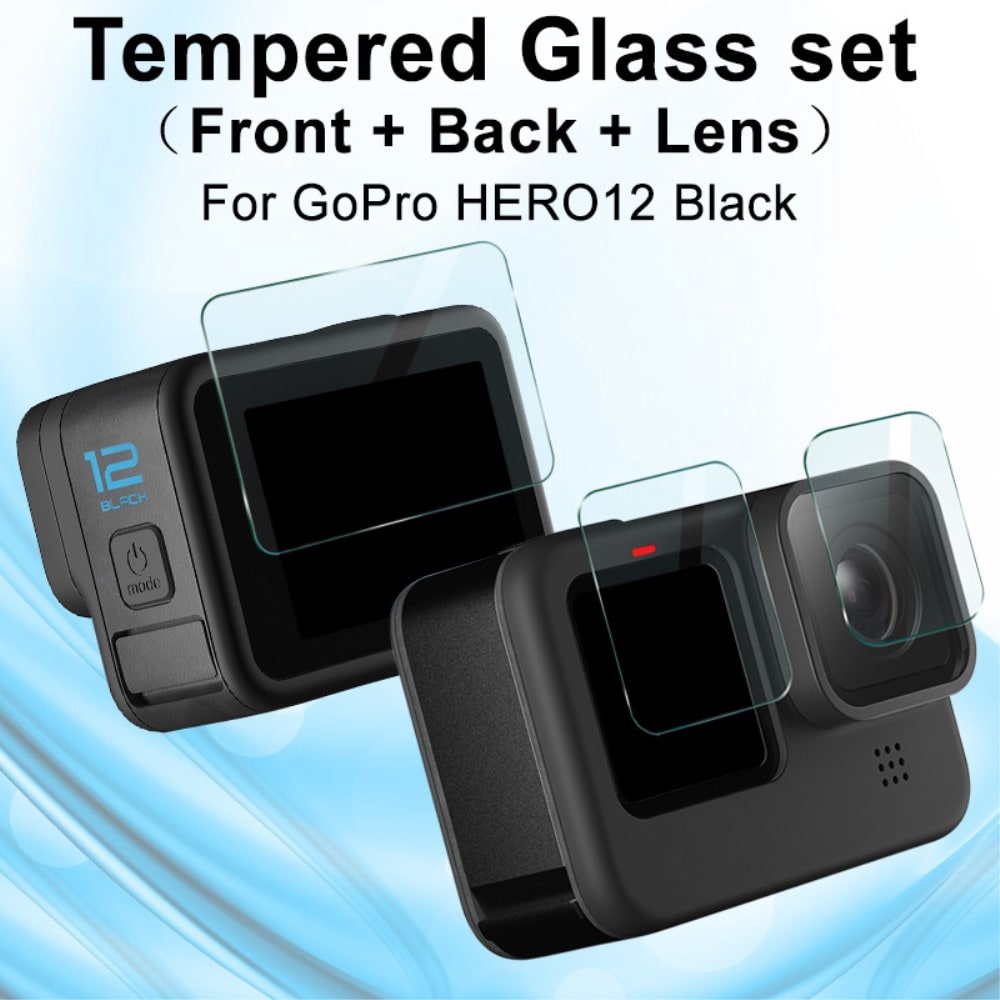 GoPro HERO12 Black Heltäckande Skärmskydd + Linskydd i Härdat Glas