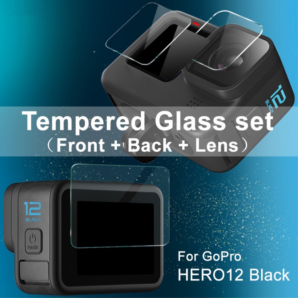 GoPro HERO12 Black Heltäckande Skärmskydd + Linskydd i Härdat Glas