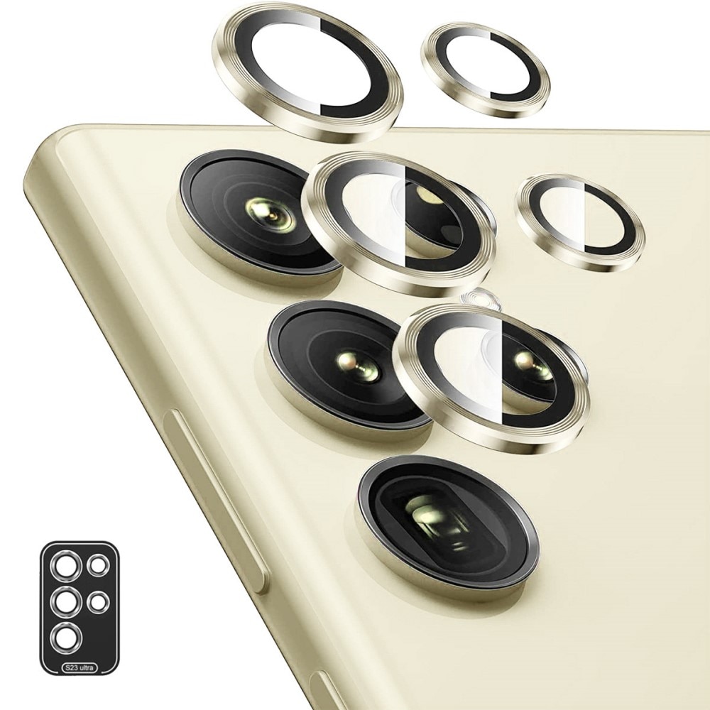 Samsung Galaxy S24 Ultra Linsskydd i glas & aluminium, guld