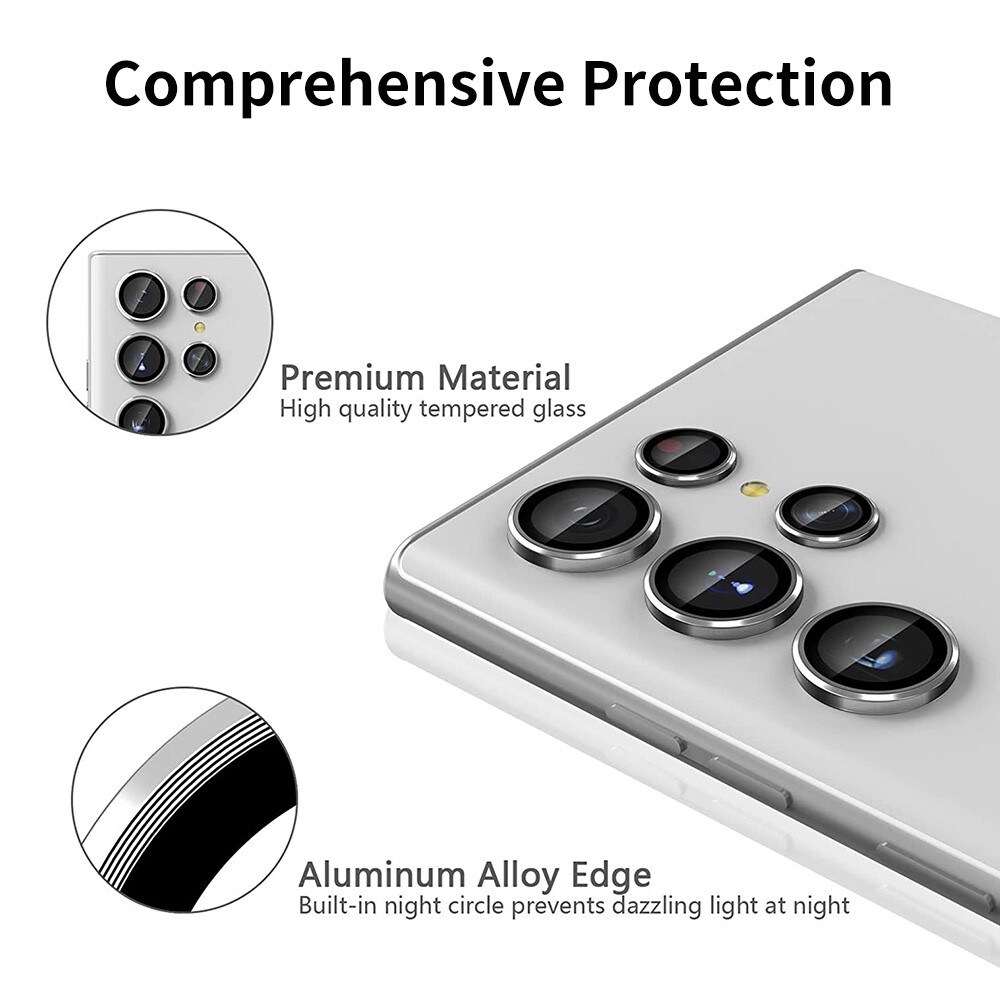 Samsung Galaxy S24 Ultra Linsskydd i glas & aluminium, Svart