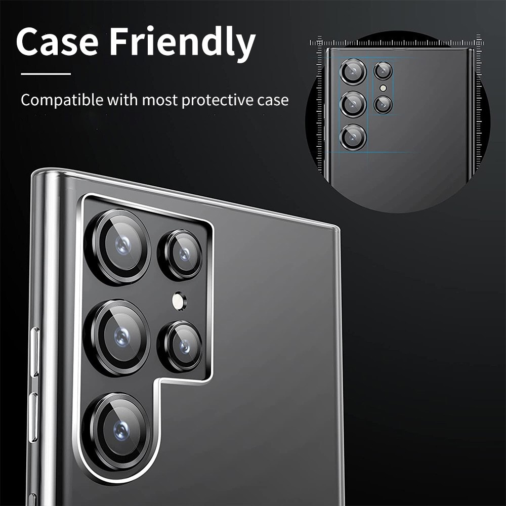 Samsung Galaxy S24 Ultra Linsskydd i glas & aluminium, Svart
