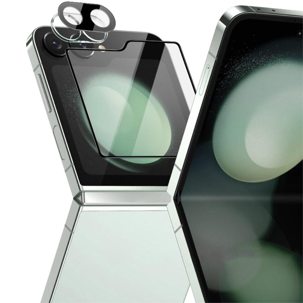 Samsung Galaxy Z Flip 7 FE Ytterskärmskydd & linsskydd i härdat glas Svart