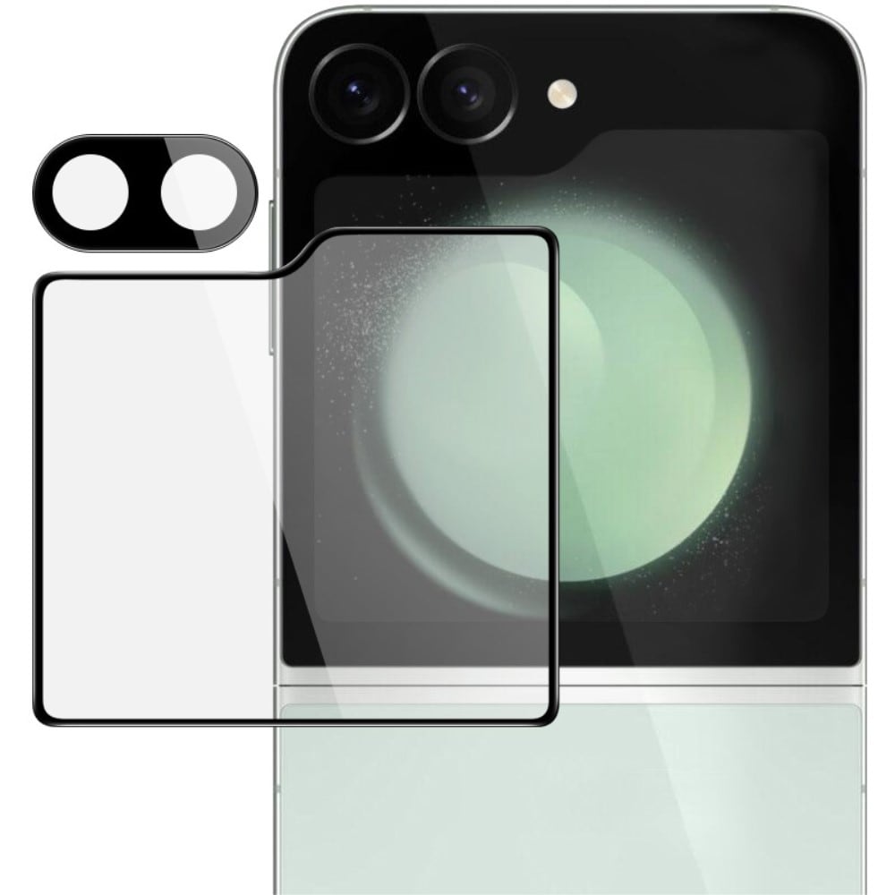 Samsung Galaxy Z Flip 7 FE Ytterskärmskydd & linsskydd i härdat glas Svart