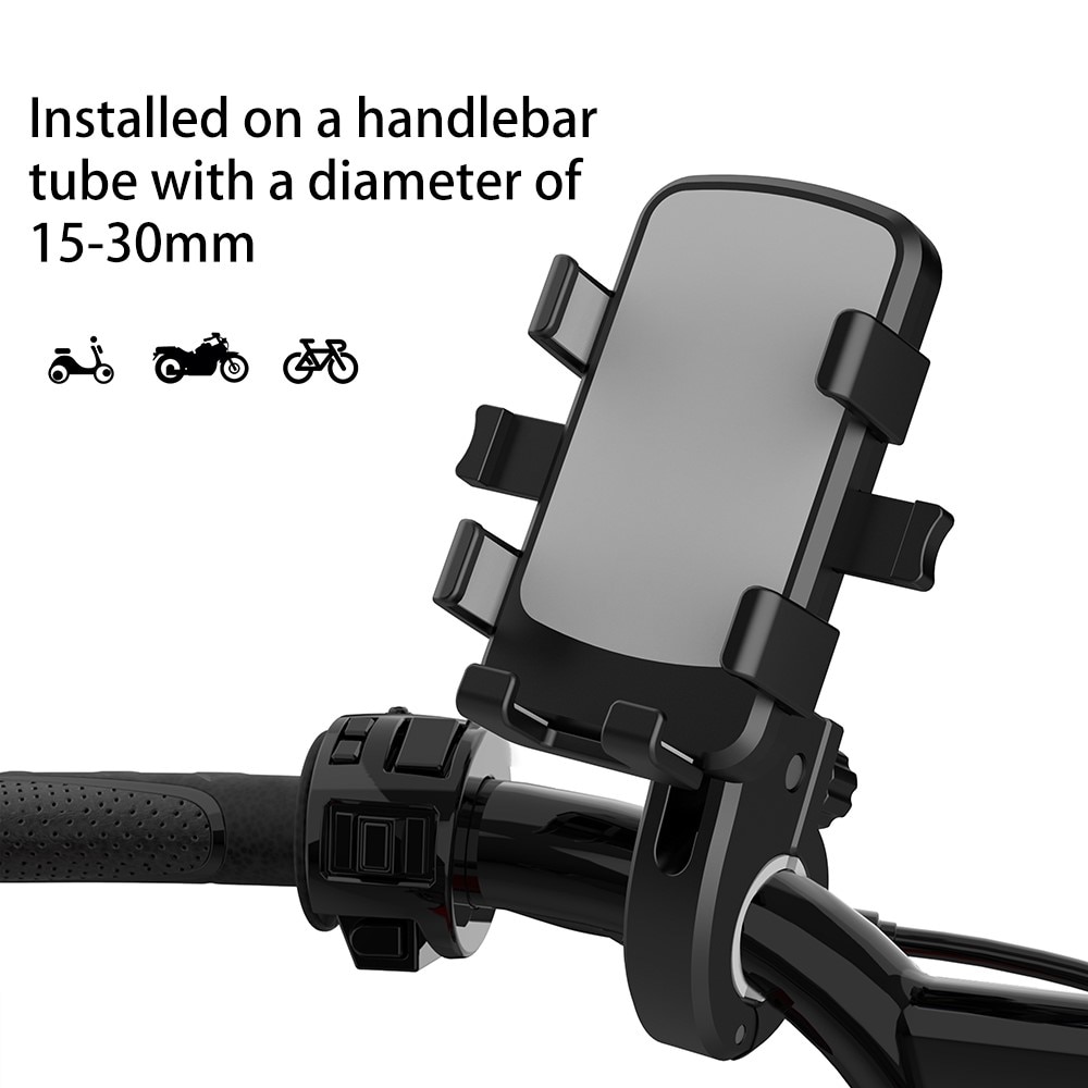 Smidig mobilhållare till motorcykel-/cykelstyre, svart