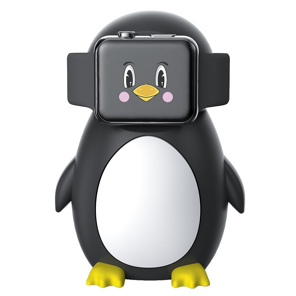 Apple Watch Gulligt laddningsställ i silikon, svart pingvin