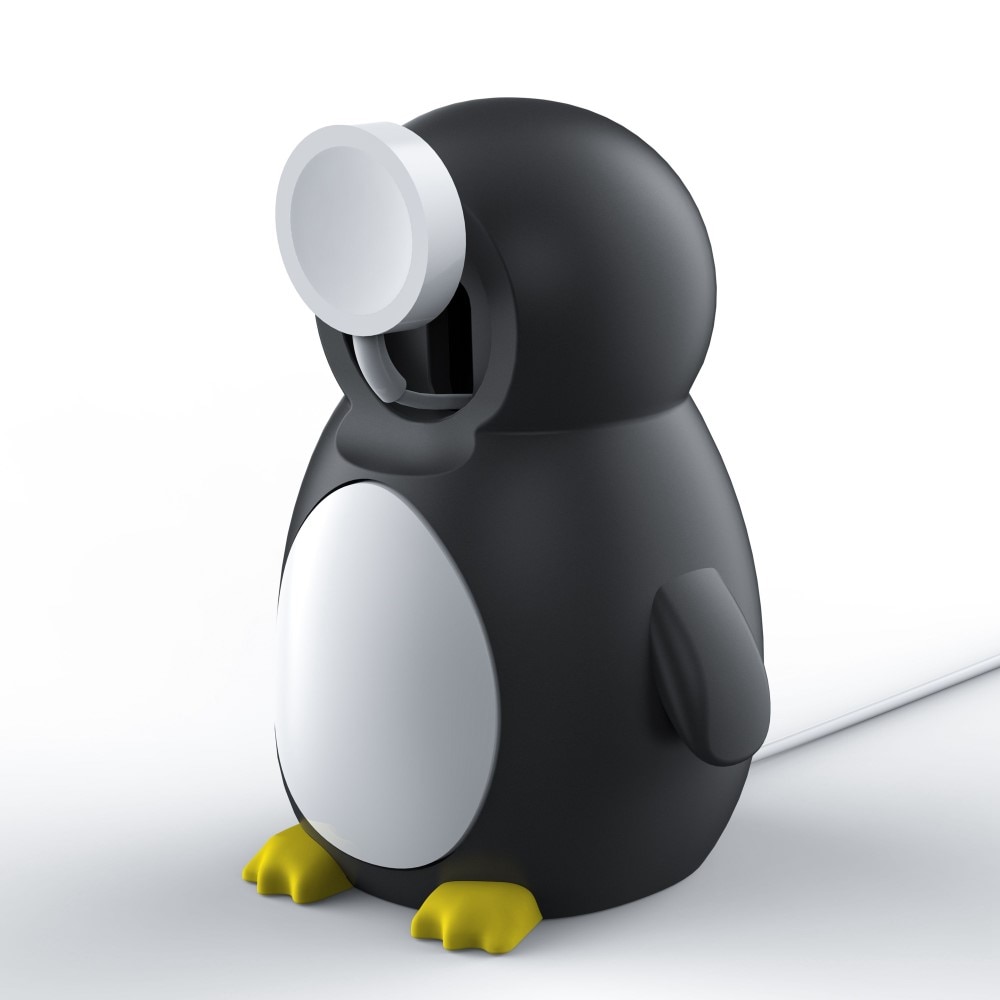 Apple Watch Gulligt laddningsställ i silikon, svart pingvin