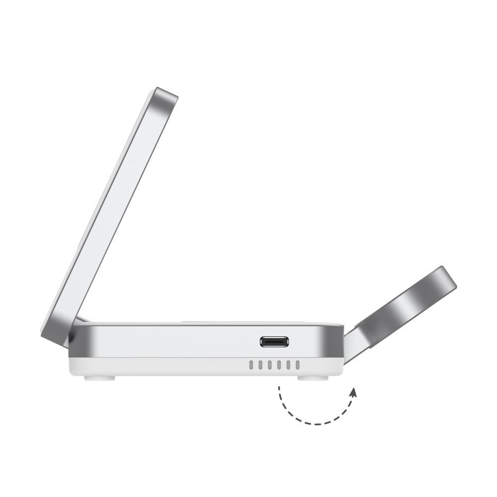 Compact Qi2 Magnetisk trådlös Vikbar Laddningställ 3-i-1, Vit