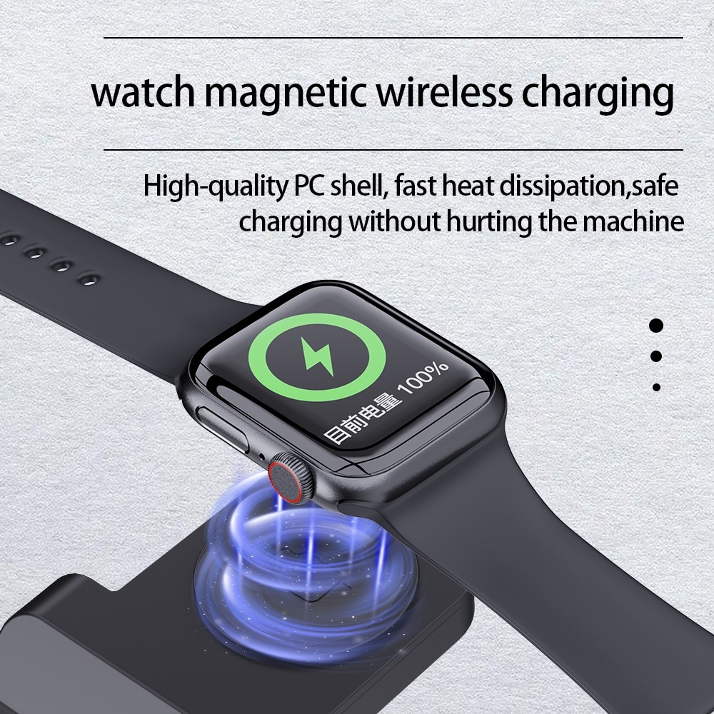 Trådlös 3-i-1 Apple Laddare, svart