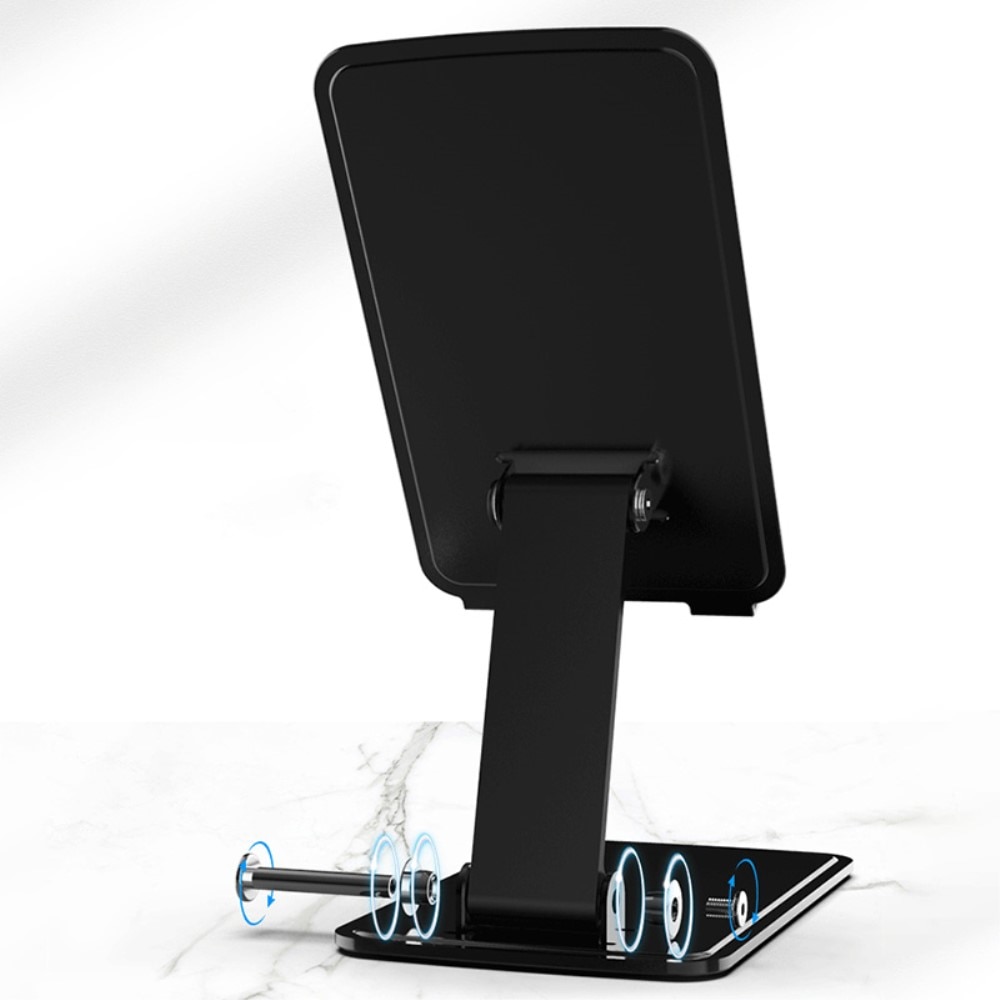 Smidigt bordsställ för mobil och surfplatta, svart