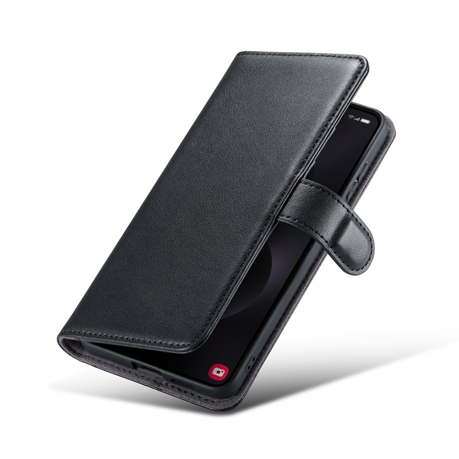 Samsung Galaxy S25 Edge Plånboksfodral i Äkta Läder, Svart