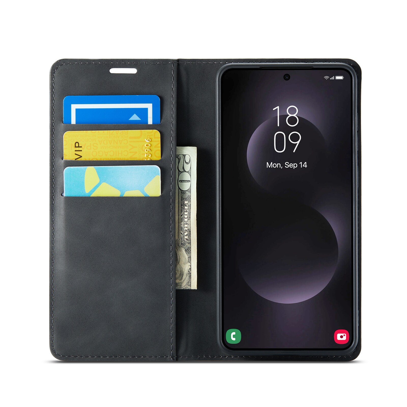Samsung Galaxy S25 Edge Slimmat fodral med kortfack, Svart
