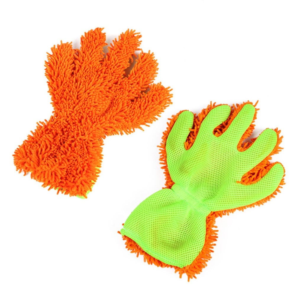 Dubbelsidig Mikrofiberhandske, orange/grön