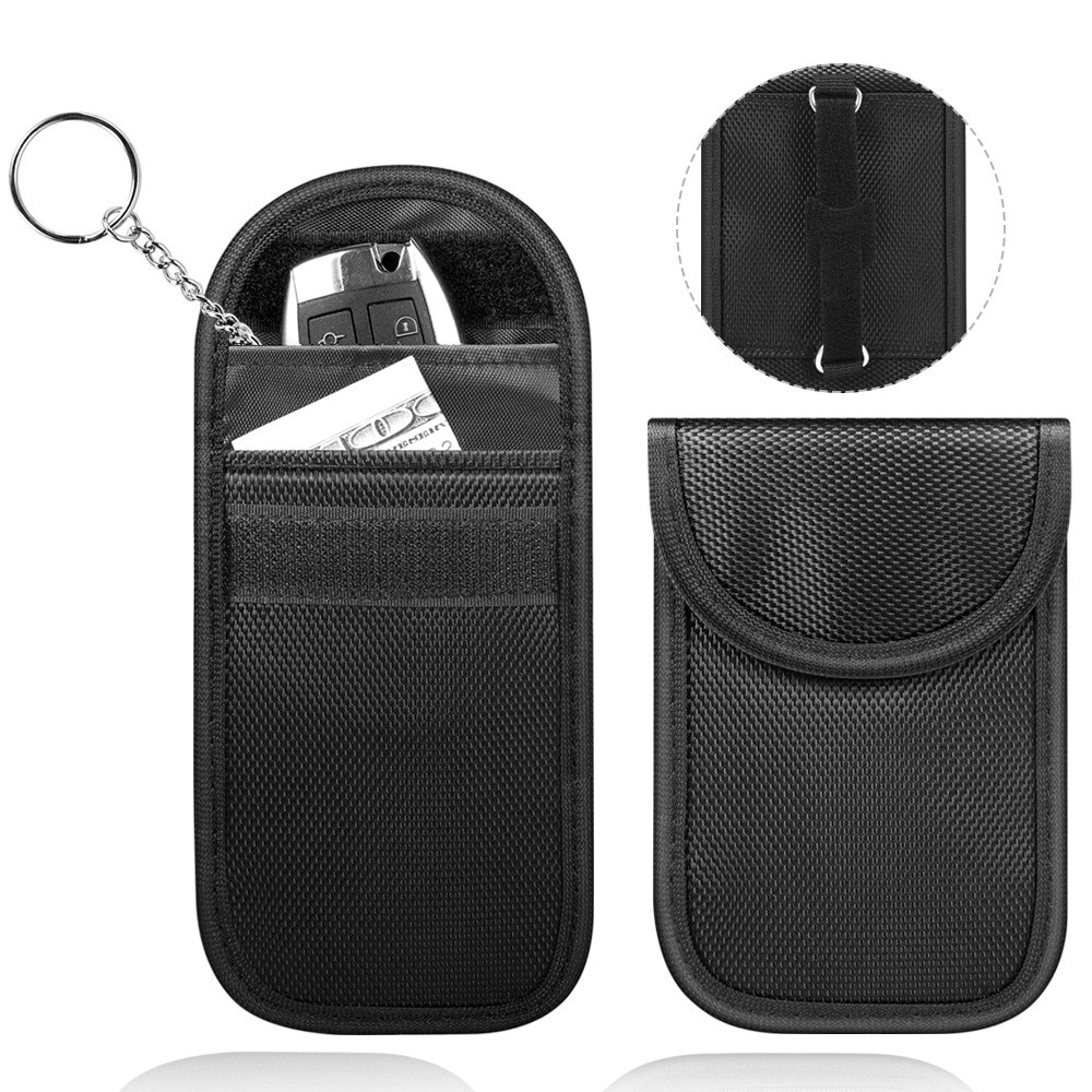 Keyless Go Bilnyckelfodral med bälteshållare och RFID-skydd, kolfiber