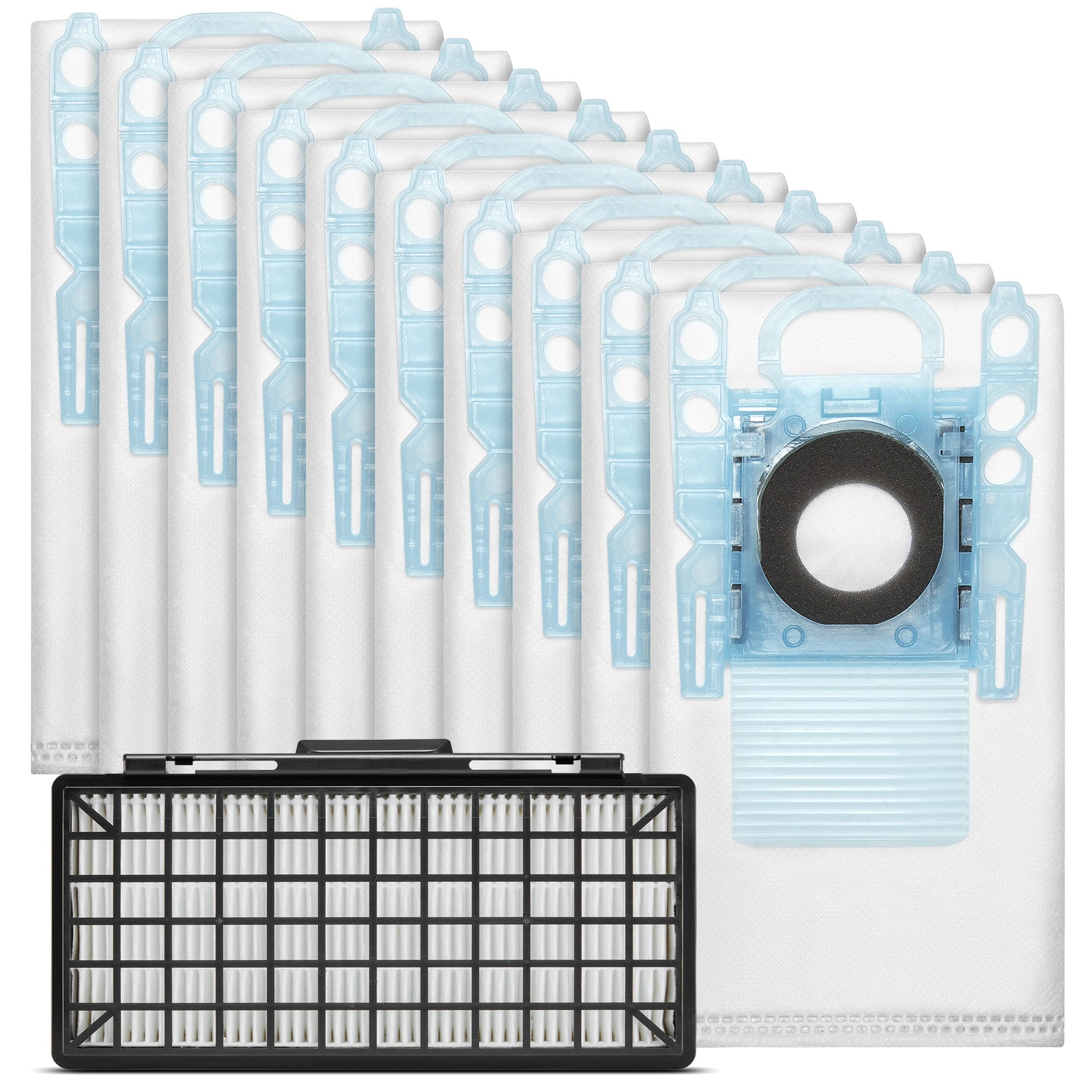 Städpaket: Dammsugarpåsar 10st + HEPA-filter Bosch Serie 4 Prohygienic