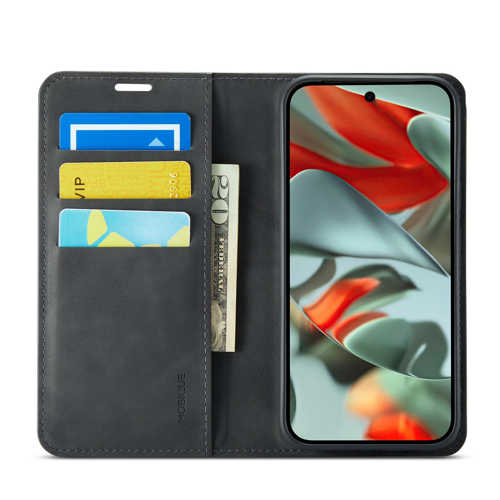 Google Pixel 10 Pro Slimmat fodral med kortfack, Svart