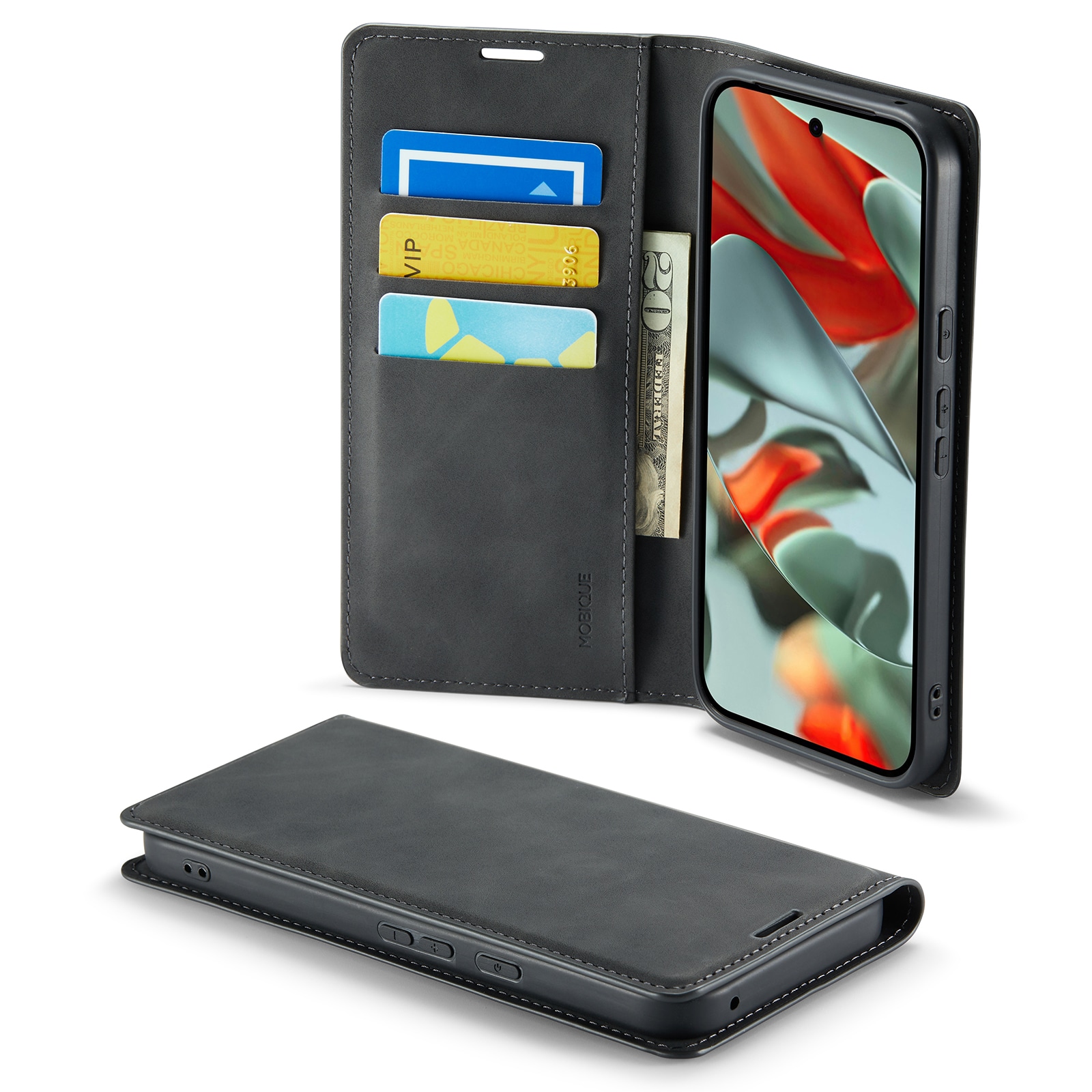 Google Pixel 10 Pro XL Slimmat fodral med kortfack, Svart