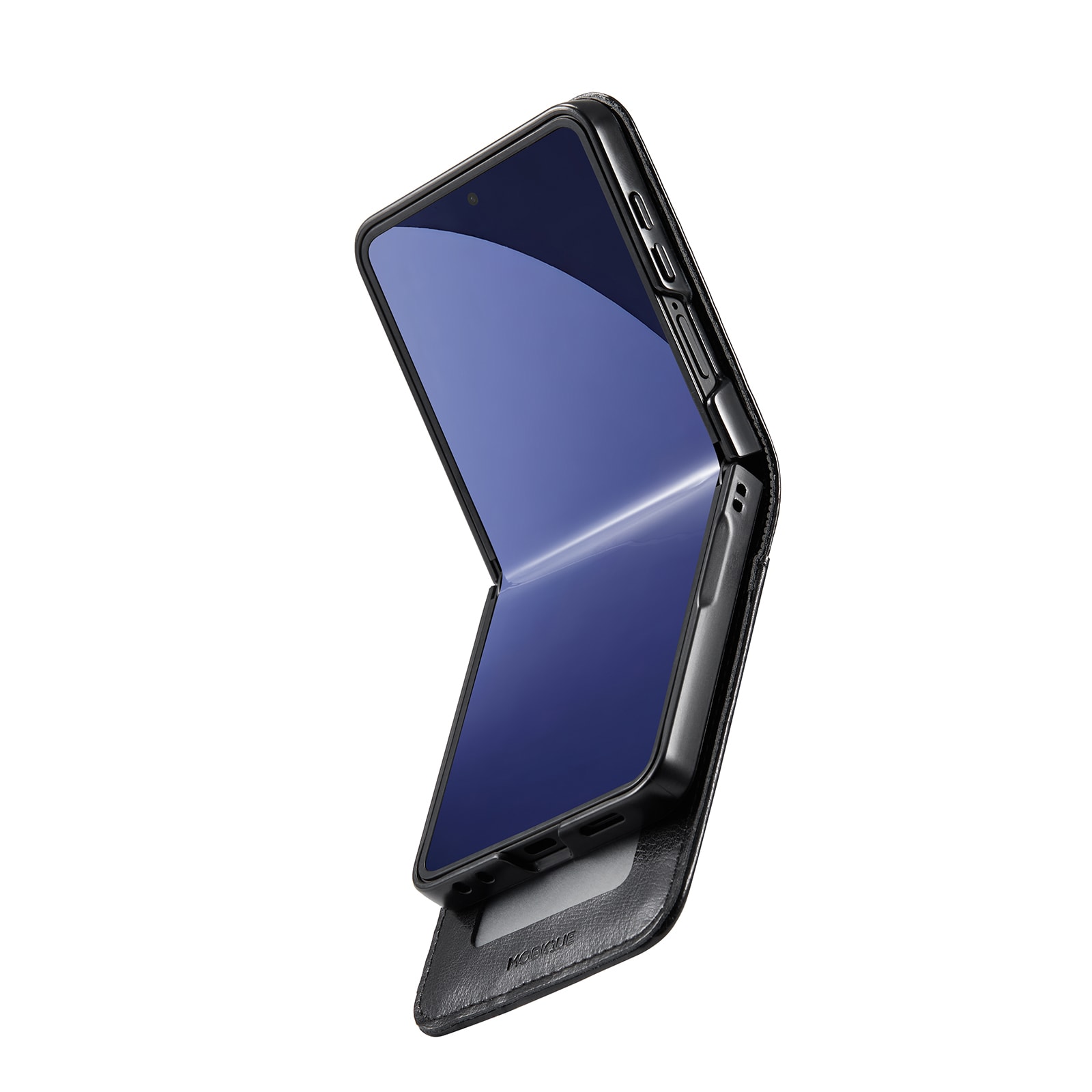 Samsung Galaxy Z Flip 7 Plånboksfodral i Äkta Läder, Svart