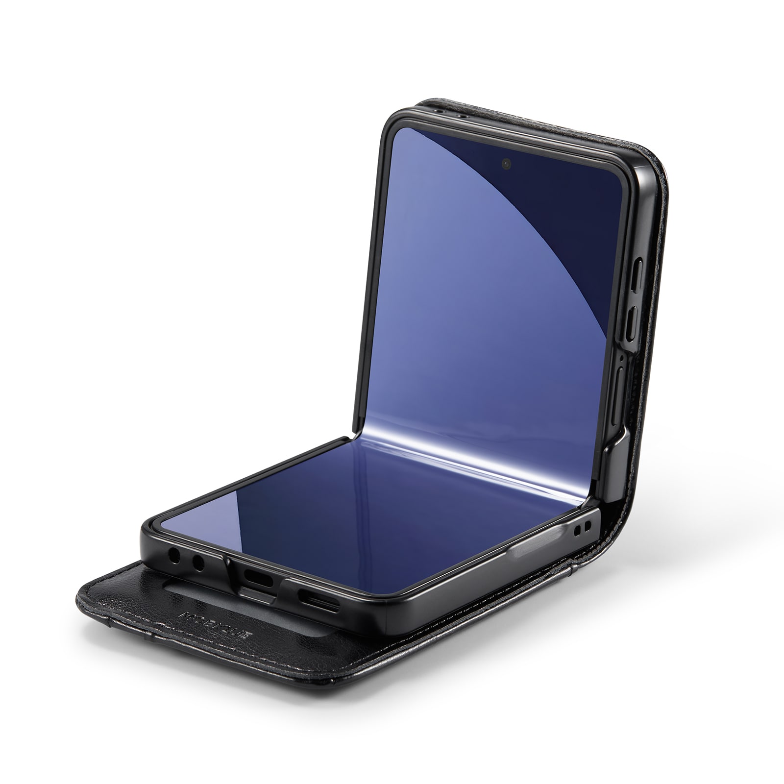 Samsung Galaxy Z Flip 7 Plånboksfodral i Äkta Läder, Svart