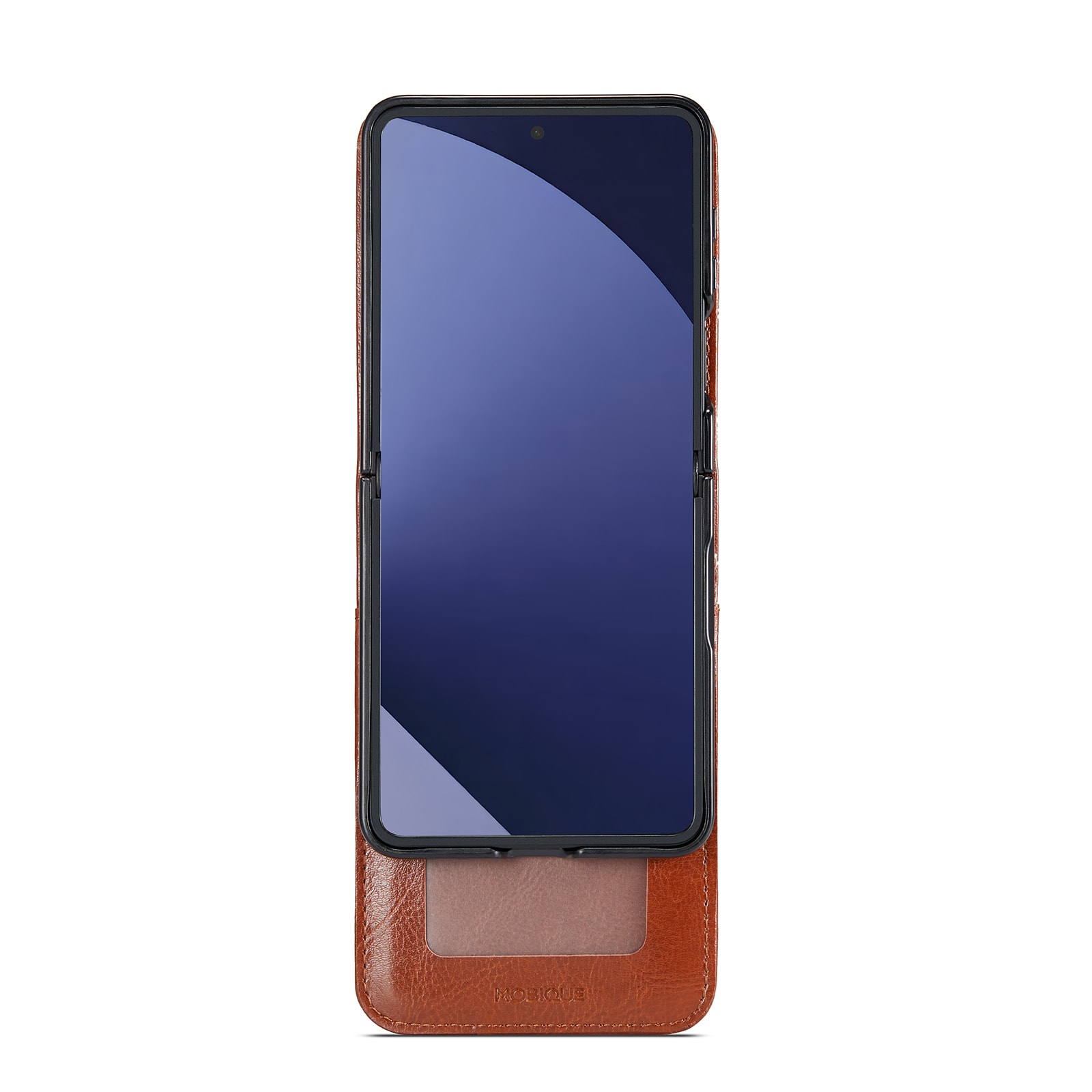 Samsung Galaxy Z Flip 7 Plånboksfodral i Äkta Läder, Cognac