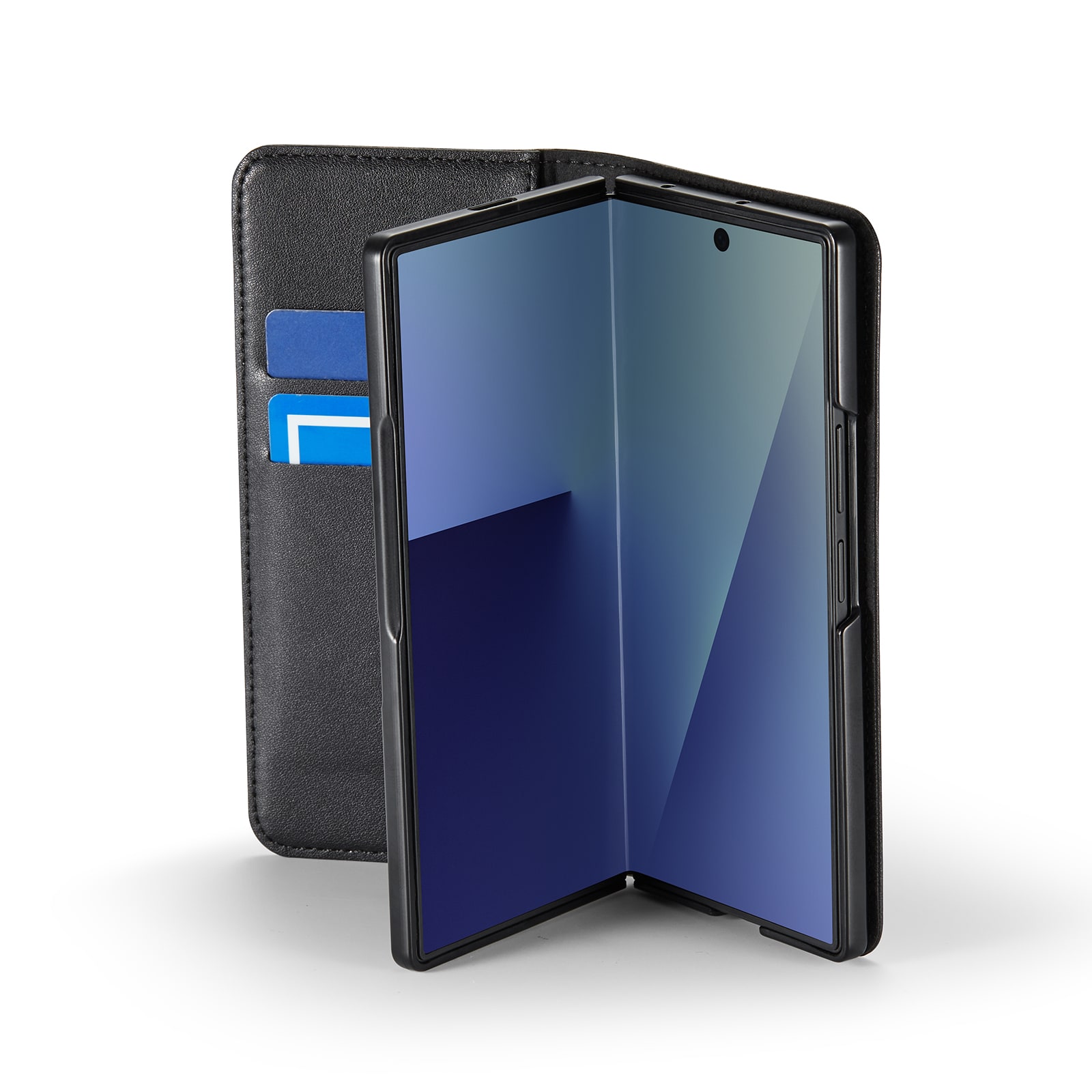 Samsung Galaxy Z Fold 7 Plånboksfodral i Äkta Läder, Svart