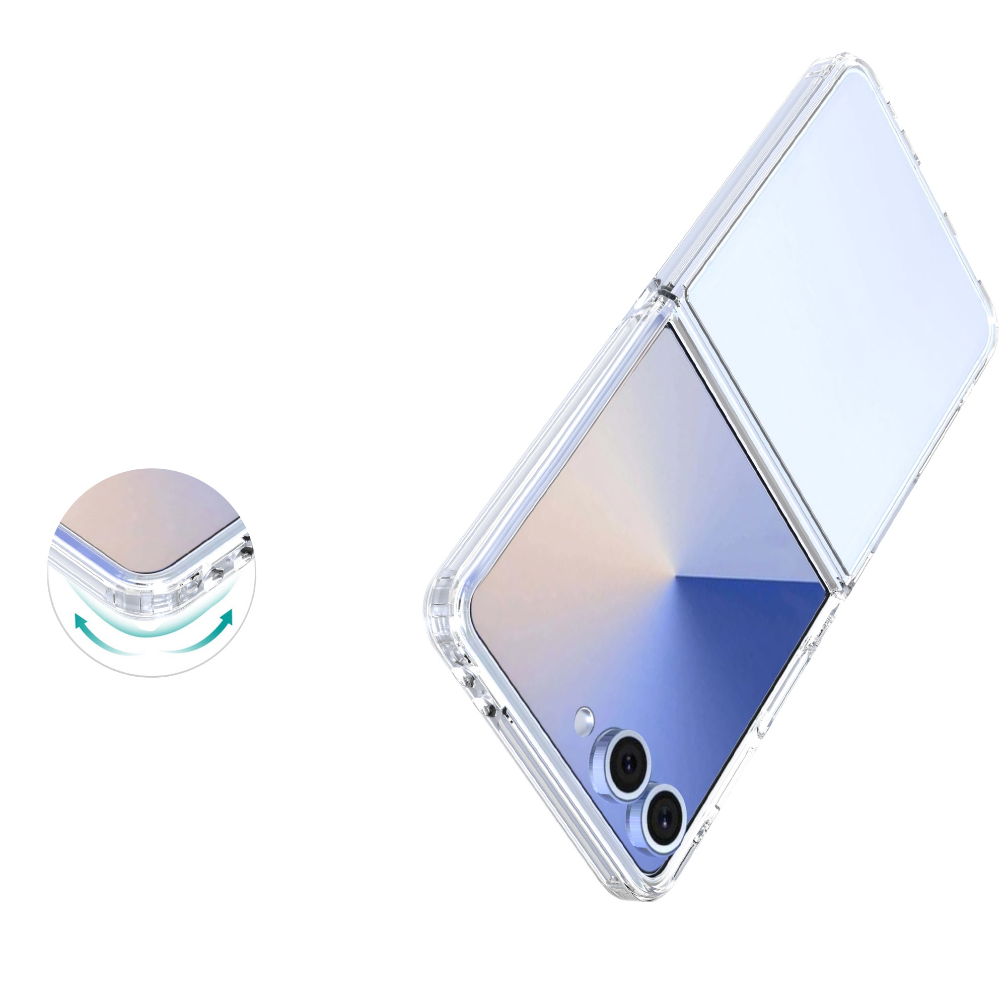 Samsung Galaxy Z Flip 7 Crystal Hybrid-skal, Genomskinlig