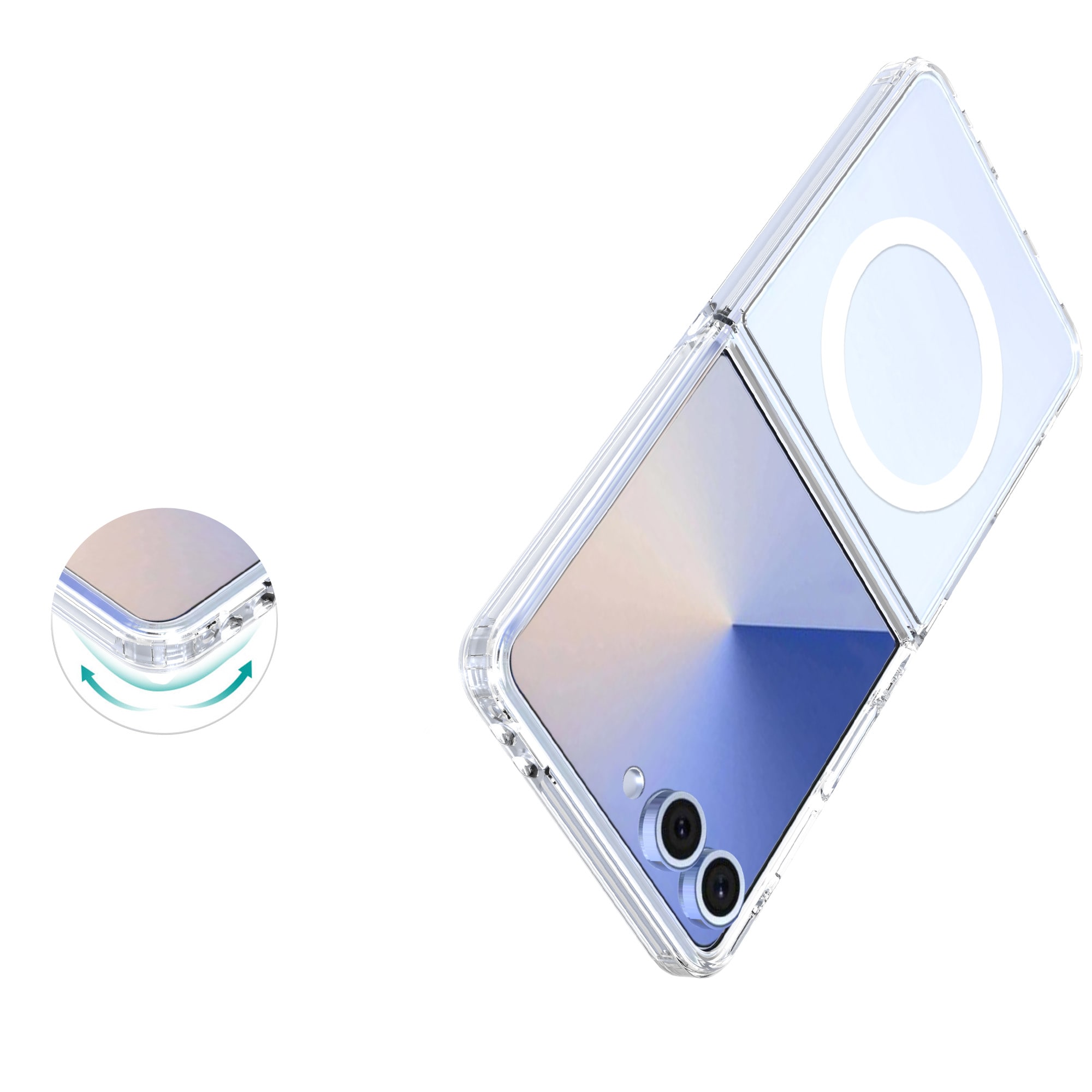 Samsung Galaxy Z Flip 7 MagSafe Hybrid-skal, Genomskinlig