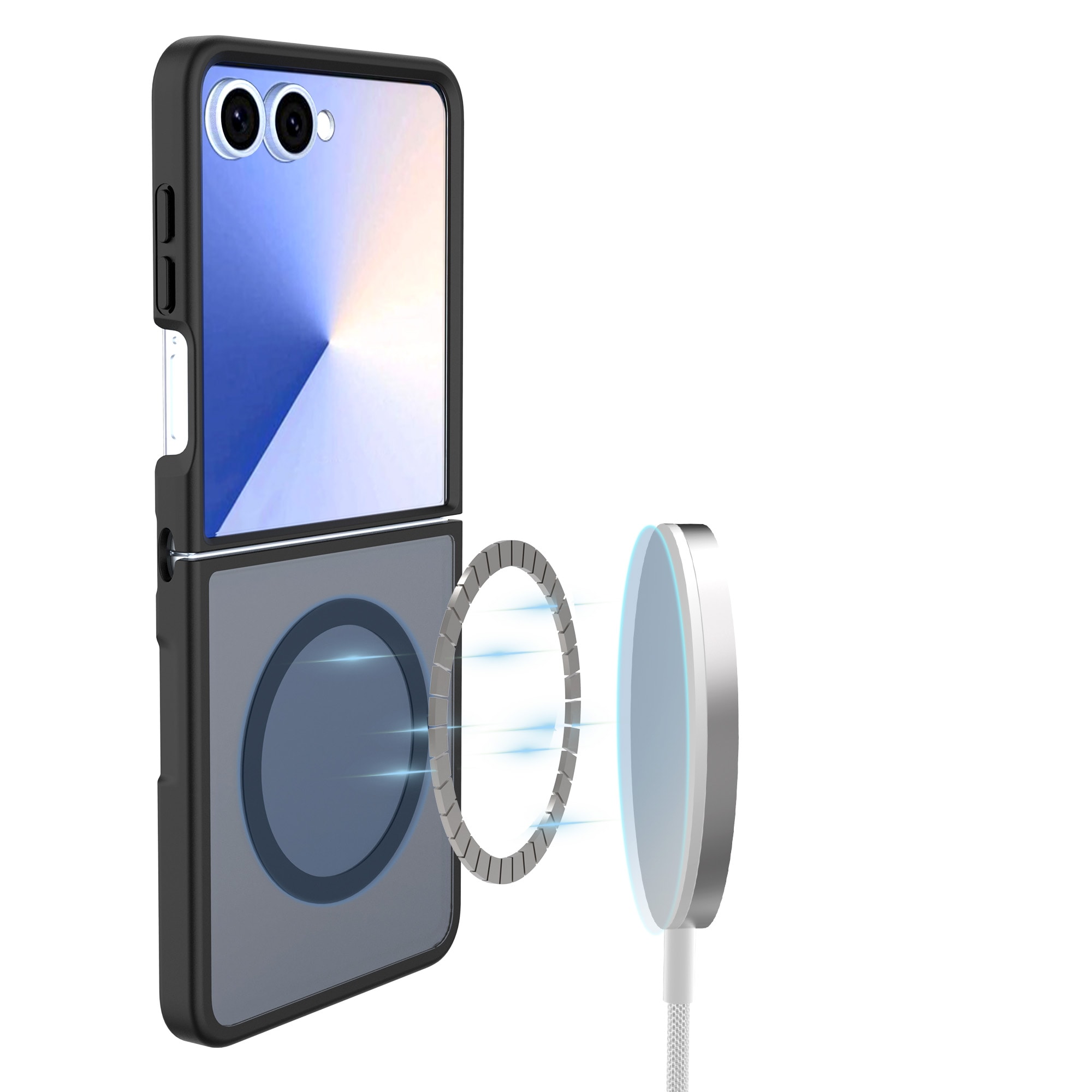 Samsung Galaxy Z Flip 7 Hybrid-skal Magnetisk, Frosted Black