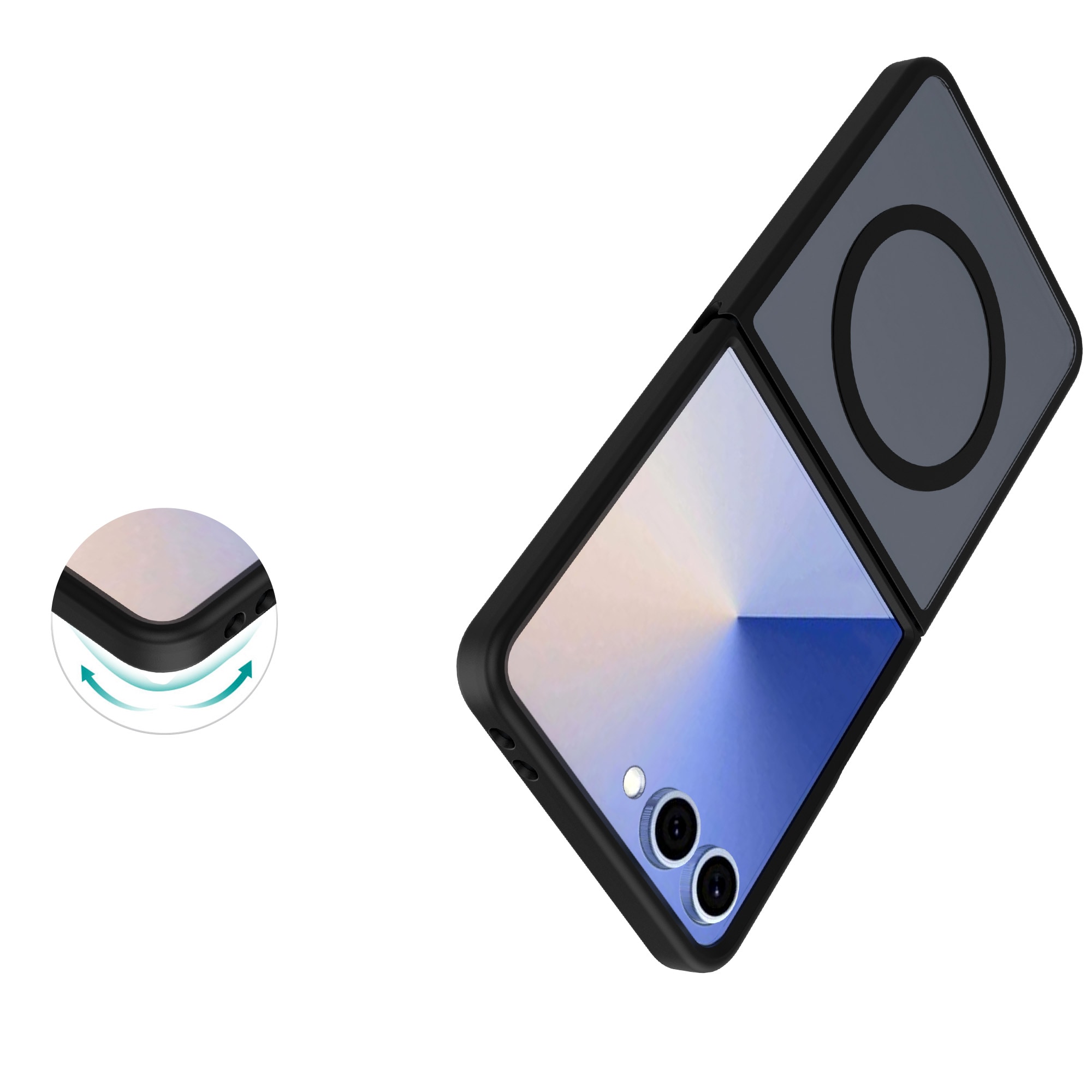 Samsung Galaxy Z Flip 7 Hybrid-skal Magnetisk, Frosted Black