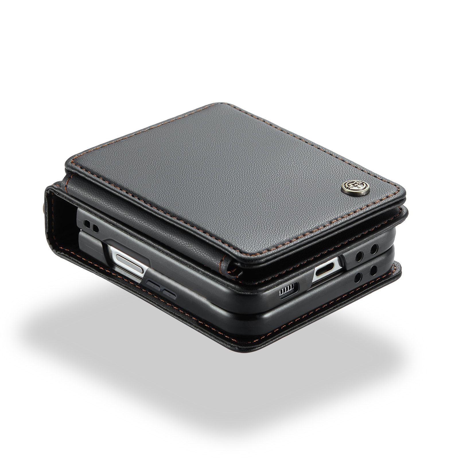 Samsung Galaxy Z Flip 7 Skal med inbyggd plånbok och RFID-skydd, Svart