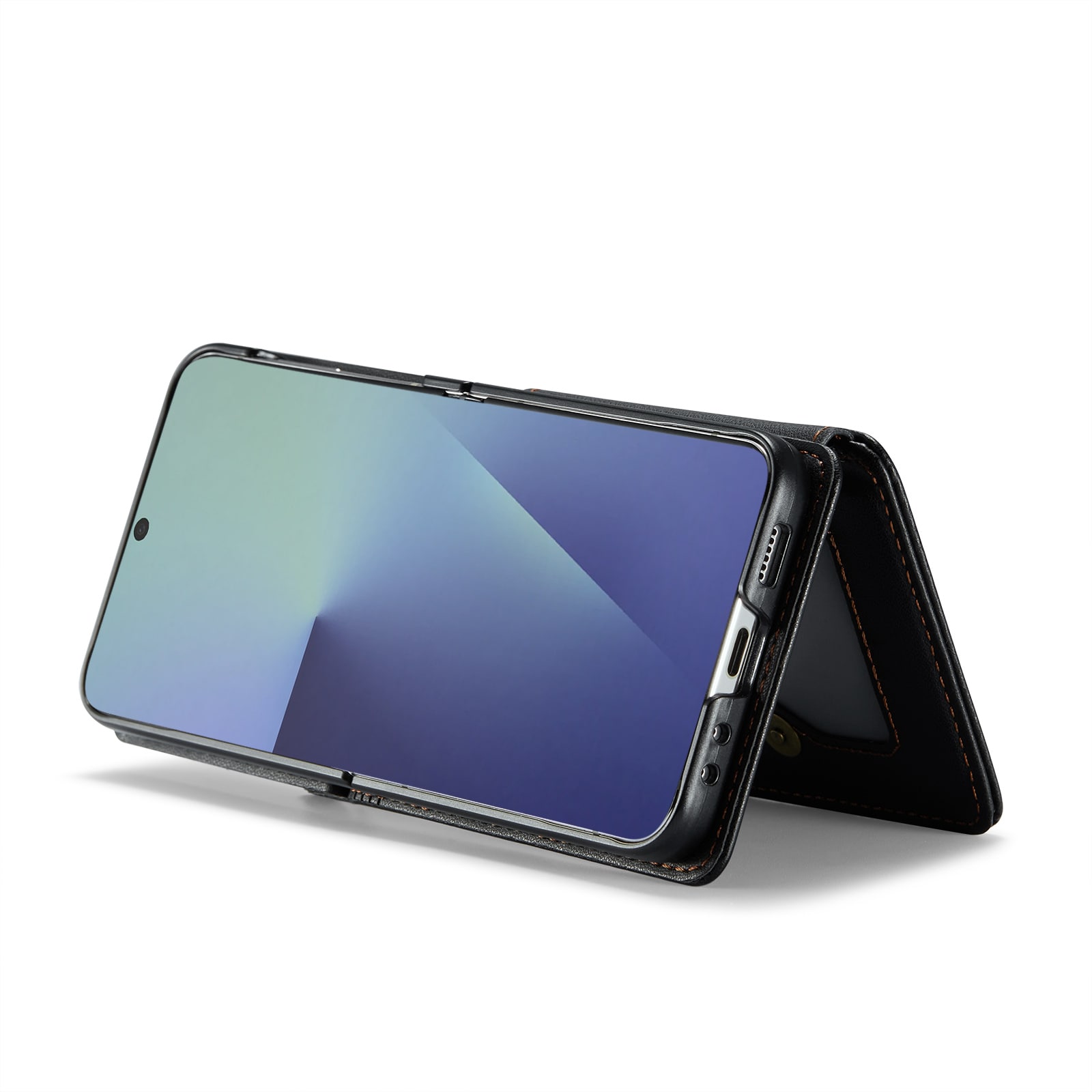 Samsung Galaxy Z Flip 7 Skal med inbyggd plånbok och RFID-skydd, Svart