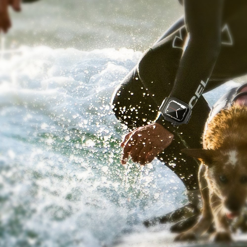 Apple Watch 45mm Series 8 Vattentätt Skal med armband i silikon, svart