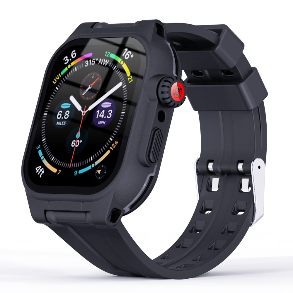 Apple Watch 45mm Series 8 Vattentätt Skal med armband i silikon, svart