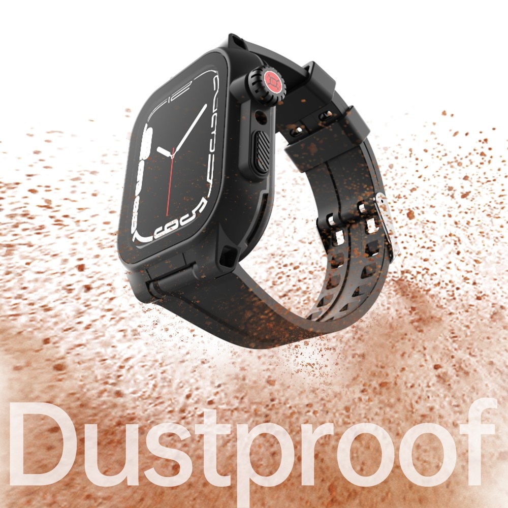 Apple Watch 45mm Series 9 Vattentätt Skal med armband i silikon, svart