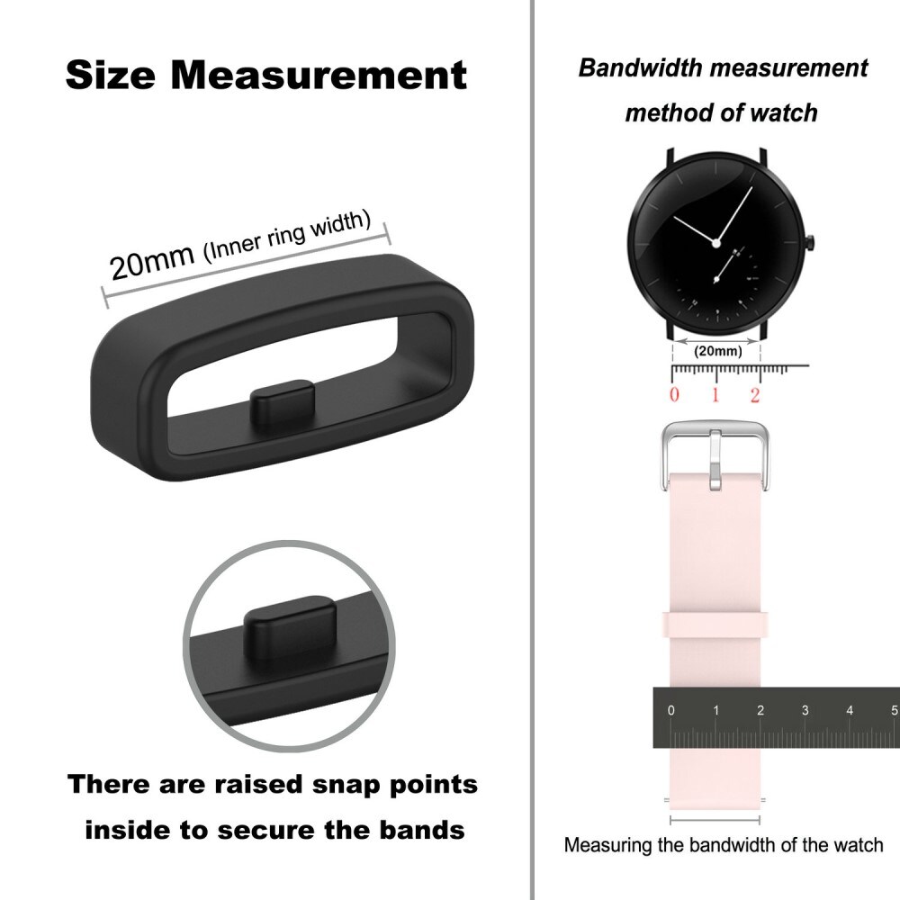 Silikonögla till klockarmband 20mm, Svart