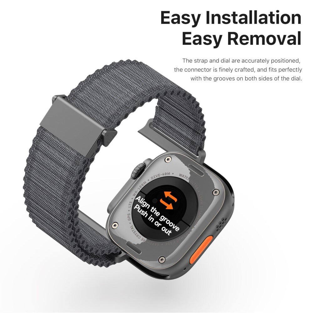 Apple Watch Ultra 49mm 2nd Gen Active nylonarmband, Svart