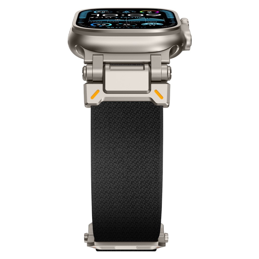 Apple Watch Series 8 45mm Tåligt och flexibelt nylonarmband, Svart/titan