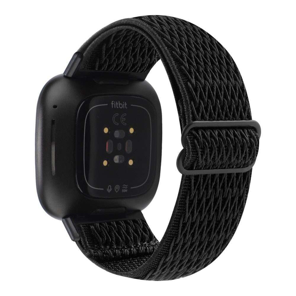 Fitbit Versa 3 Elastiskt Armband i vävd nylon, svart