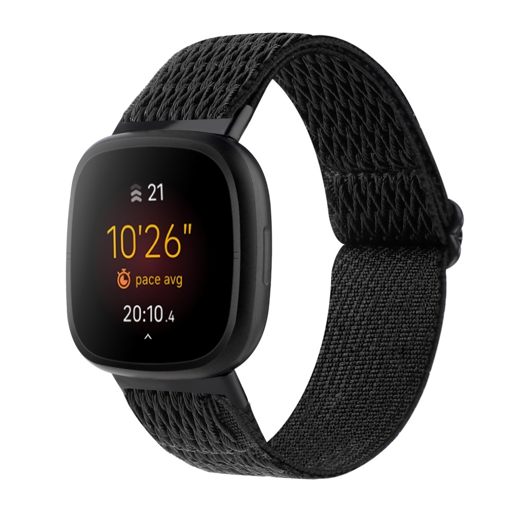 Fitbit Versa 3 Elastiskt Armband i vävd nylon, svart