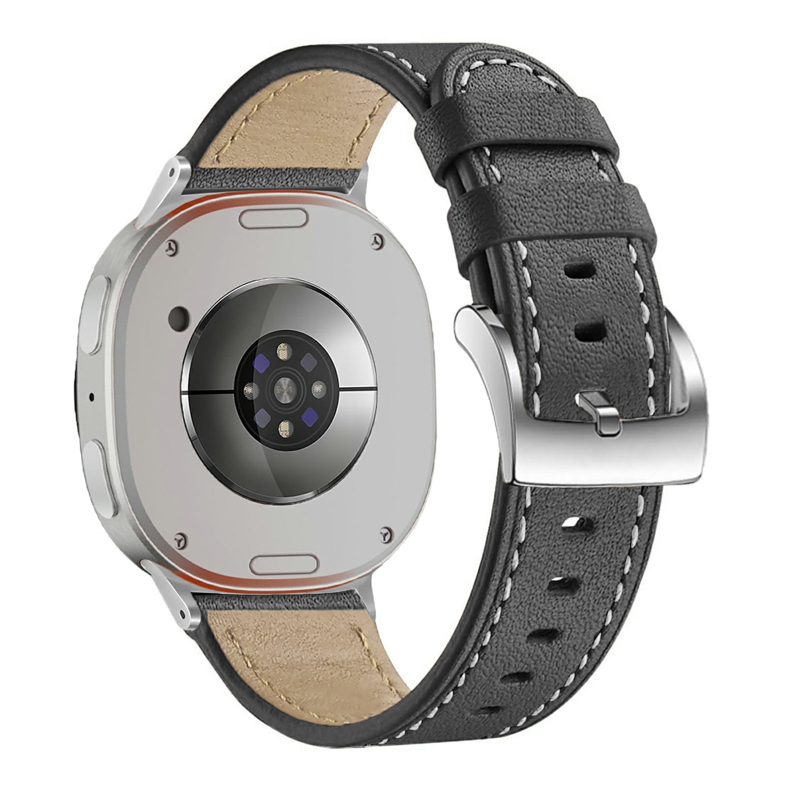 Samsung Galaxy Watch 8 44mm Armband i äkta läder, Svart