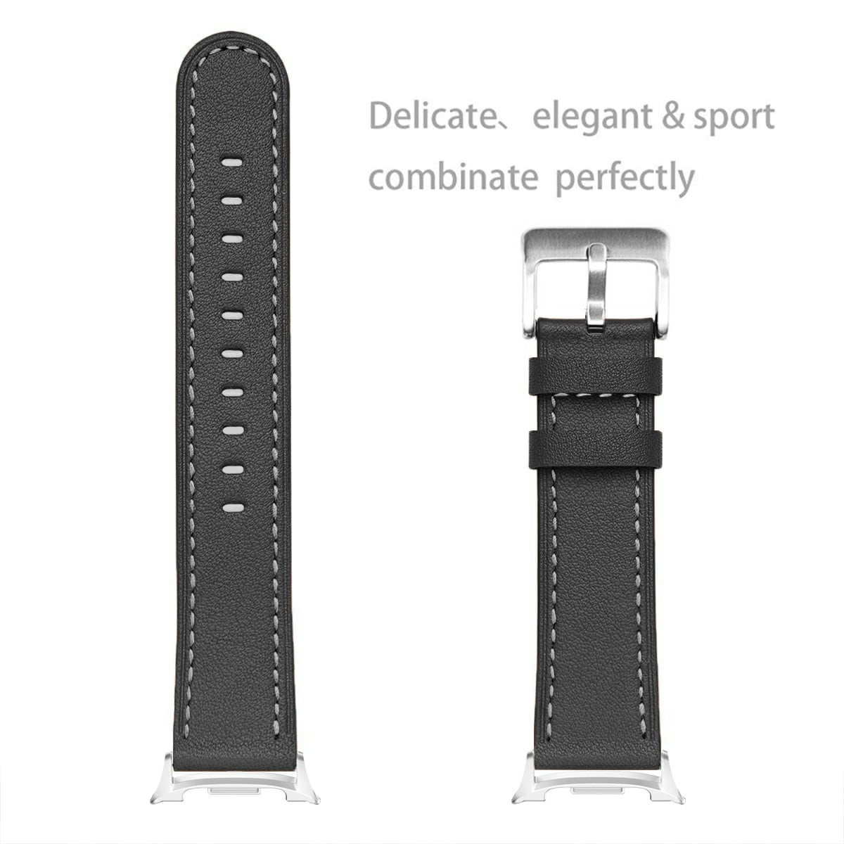 Samsung Galaxy Watch 8 44mm Armband i äkta läder, Svart